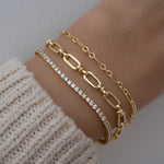 stackable high quality affordable tennis bracelet and chain bracelet for her