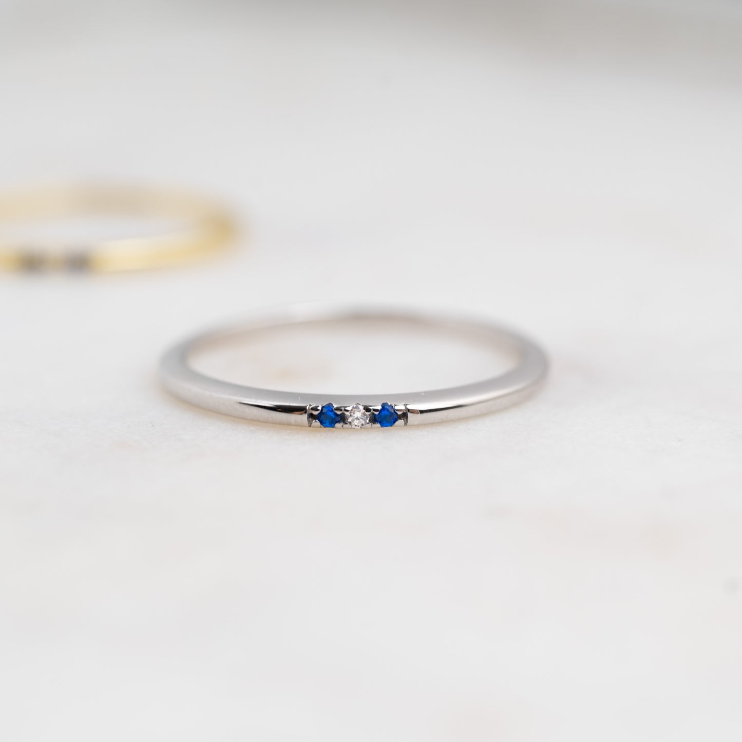 Sapphire 3 Stone Diamond Ring