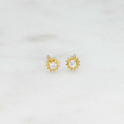 Tiny Sunburst CZ Studs