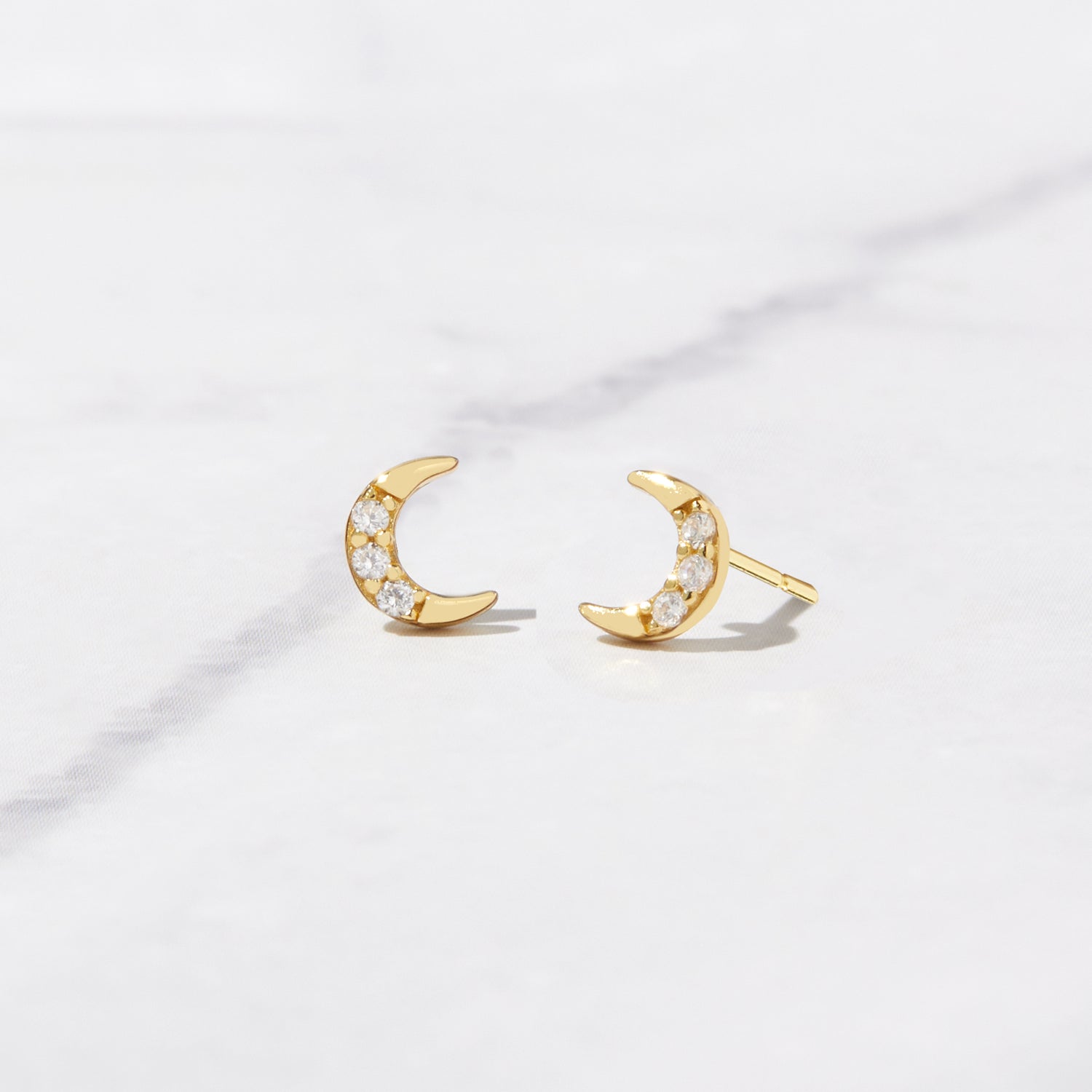 Tiny CZ Moon Studs
