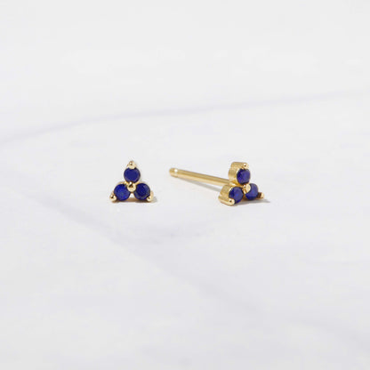 Tiny Sapphire 3 Stone Studs