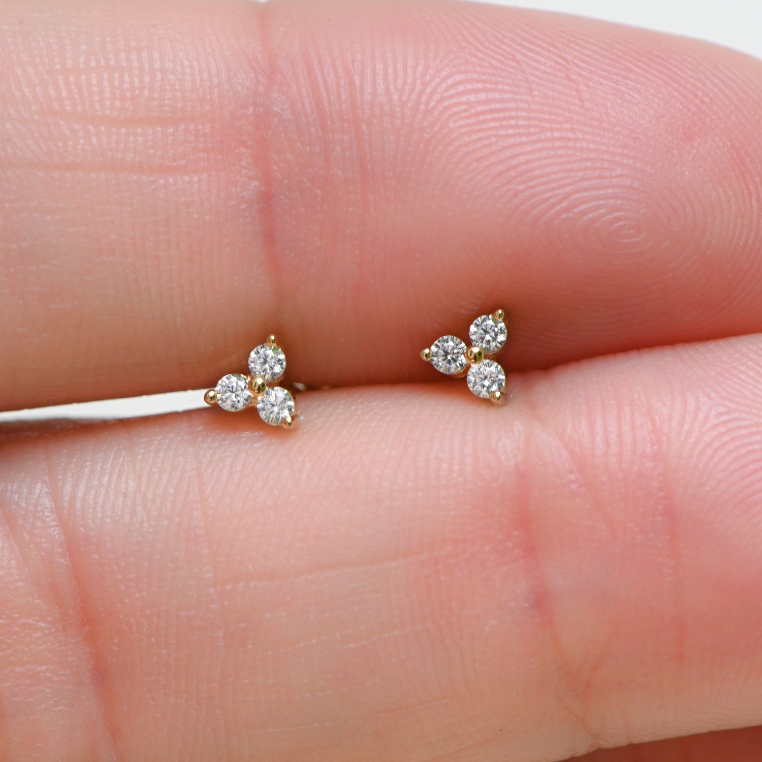 Tiny CZ 3 Stone Studs